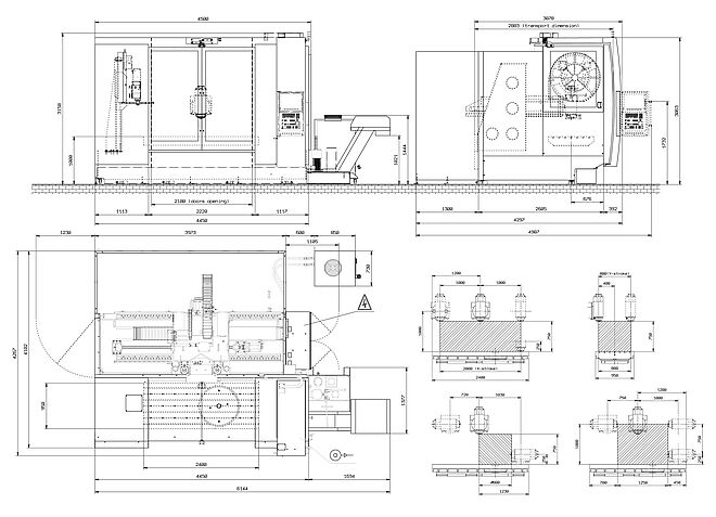 machine layout and work area moving column machining center MMV 2000