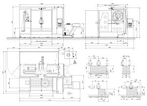machine layout and work area moving column machining center MMV 2000